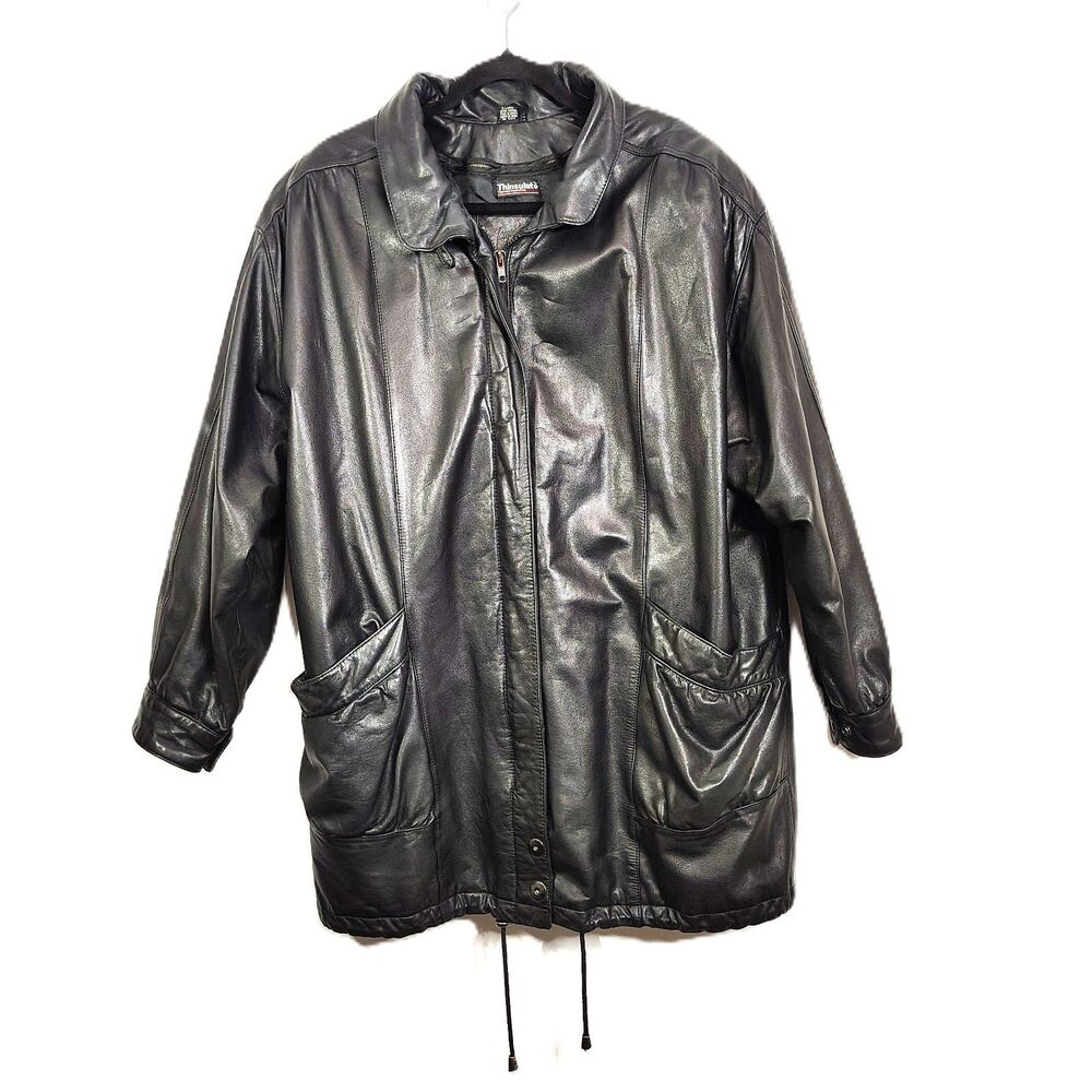 Vtg JACQUELINE FERRAR Leather Jacket XL Men's Thinsulate Long Lined